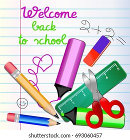 Welcome back to school poster, education background.