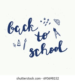 Welcome back to school poster. Hand drawn vector illistration.