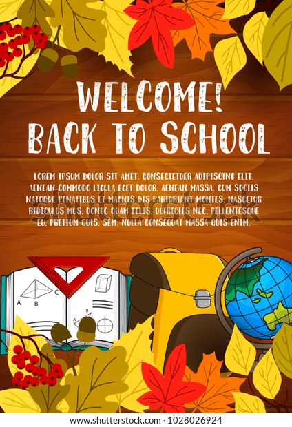 Welcome Back School Poster Lesson Stationery Stock Vector (Royalty Free ...