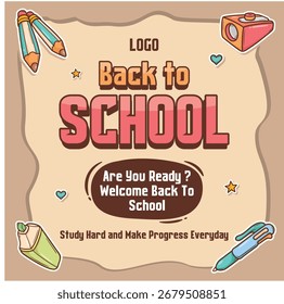 Welcome back to school poster template vector design