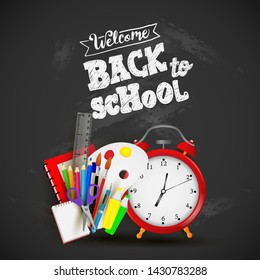 welcome back to school. ready for school with school equipment