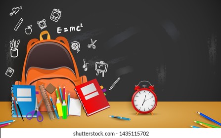 welcome back to school. ready for school with school equipment