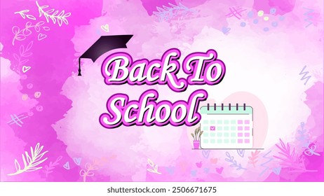 Welcome back to school Realistic background post design to boy and girl going to school  Education Background Design,Greeting Card, Cover, Banner. Vector illustration hand drawn accessories typography