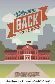 Welcome back to school. Retro poster. Banner
