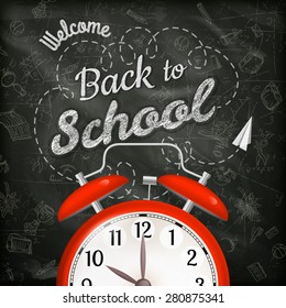 Welcome back to school sale background with alarm clock. EPS 10 vector file included