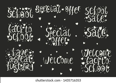 Welcome back to school sale chalkboard lettering set, label kit for business