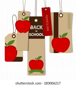 Welcome back to school. Sale Coupon, voucher and tag. Vector illustration.