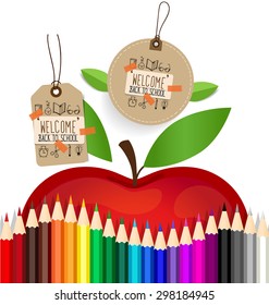 Welcome back to school. Sale Coupon, voucher and tag. Vector illustration.