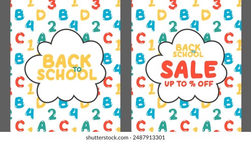 Welcome back to school and sale. Vector poster
