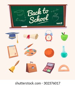 Welcome back to school. Set of icons. Vector illustration.