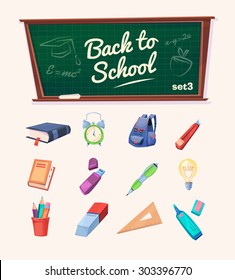 Welcome back to school. Set of icons. Vector illustration.