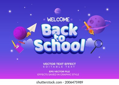 welcome back to school with space and planet background. editable text effect. - Shutterstock ID 2006475989