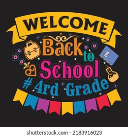 Welcome back to School t shirt design with School  elements or Hand drawn back to School typography design