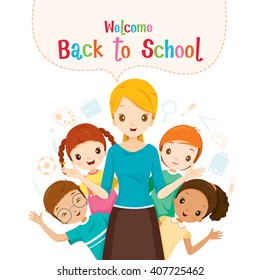 Welcome Back To School, Teacher, Student And Icons, World Book Day, Stationery, Book, Children, School Supplies, Educational Subject