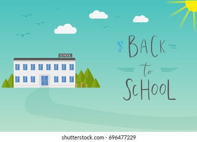 Welcome Back to School template for flyer, magazines, posters, book cover, banner. Vector background with hand drawn lettering. 