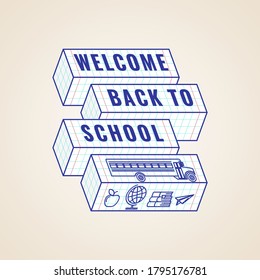 Welcome back to school typographic  label or badge or poster creative design template. Vector illustration