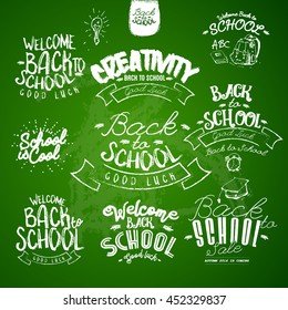 Welcome back to school typography background l Vector illustration.