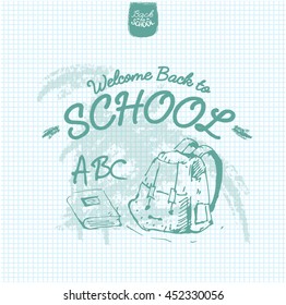 Welcome back to school typography background l Vector illustration.