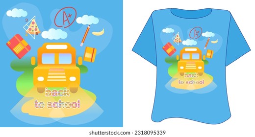 Welcome back to school typography T-shirt design vector template. back to school t shirts design vector Illustration, Isolated on blue Background shirts ready for print poster, banner, card,mug