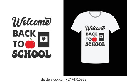 Welcome back to school, Back To School Typography T-Shirt Design, New vector t-shirt designs, illustration t-shirt design, Schoolbag Line Icon, Back to School Concept Vector 
Design