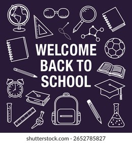 Welcome Back to School Vector with Educational Elements