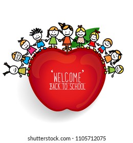 Bienvenido de vuelta a la escuela, ilustración vectorial.