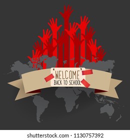Bienvenido de vuelta a la escuela, ilustración vectorial.
