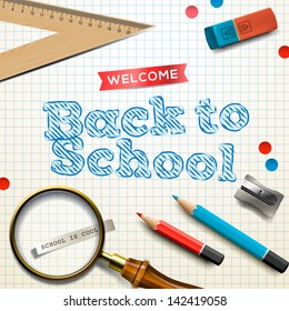 Welcome back to school, vector illustration.