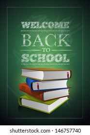 Welcome back to school. Vector illustration.  Elements are layered separately in vector file. Easy editable.