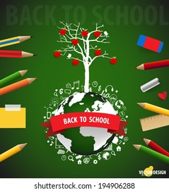 Welcome back to school, vector illustration.