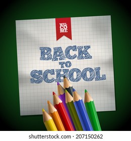 Welcome back to school. Vector illustration. Elements are layered separately in vector file. Easy editable.