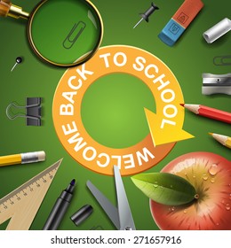 Welcome back to school, vector illustration.
