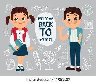 Welcome back to school, vector illustration.