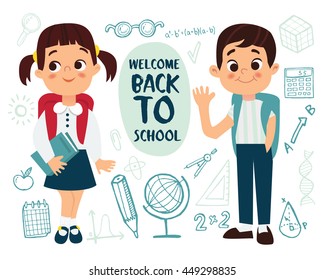 Welcome back to school, vector illustration.