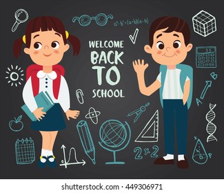 Welcome back to school, vector illustration.