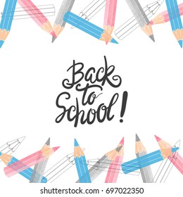 Welcome back to school vector illustration with pencils. 