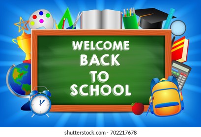 Back School Banner Education Items Black Stock Vector (Royalty Free ...