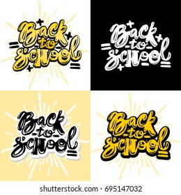 Welcome back to school.Vector hand drawn lettering print labels