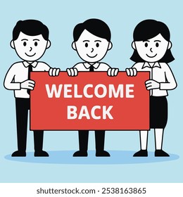 Welcome back sign. Modern calligraphic text for use in greeting card, banner template, postcard. Welcome back hand drawn lettering.