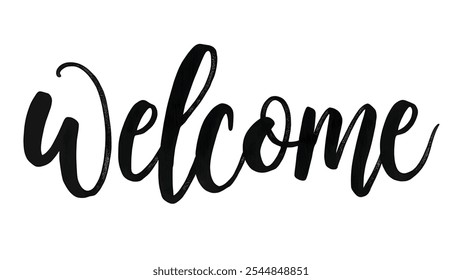 Welcome back sign. Modern calligraphic text for use in greeting card, banner template, postcard. Welcome back hand drawn lettering