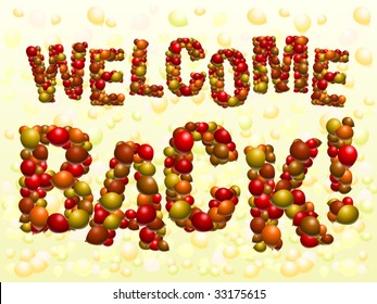 "Welcome Back" sign rendered in vector balloons