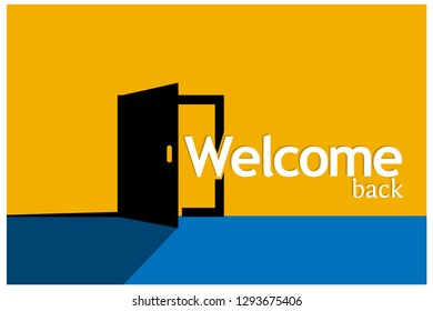 Welcome back stock background, flat design