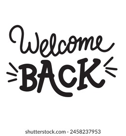 Welcome back text banner square composition. Hand drawn vector art.