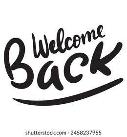 Welcome back text banner square composition. Hand drawn vector art.