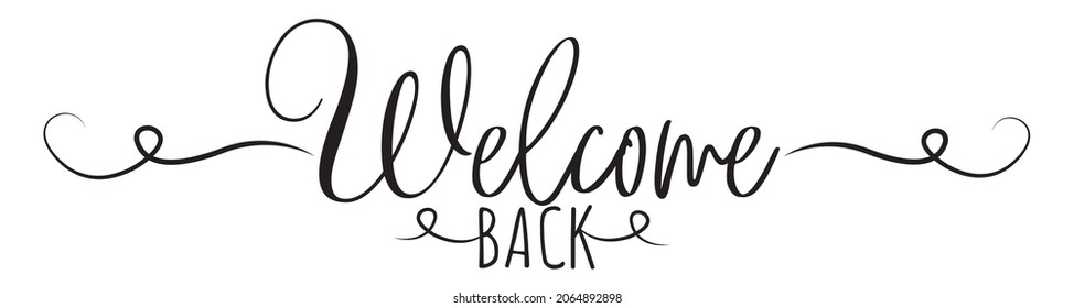 Welcome back, vector. inspirational life quotes. Wall art design. Wall decals isolated on white background. Cute poster design, Wording design, lettering