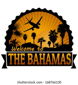 Welcome to The Bahamas travel label or stamp on white, vector illustration