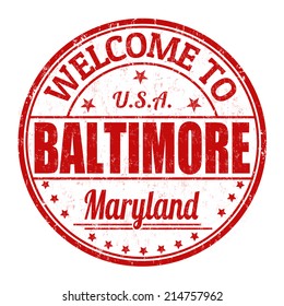 Welcome to Baltimore grunge rubber stamp on white background, vector illustration