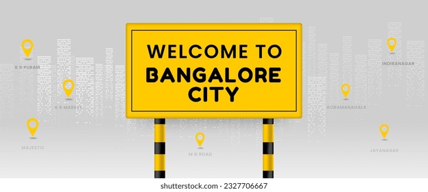 Welcome to Bangalore City SIgnage location board vector illustration