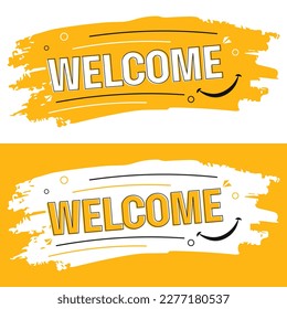 Welcome Banner Design Concepts with flat shape design