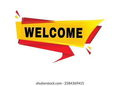 Welcome banner design icon isolated, flat style template or tag. vector element.